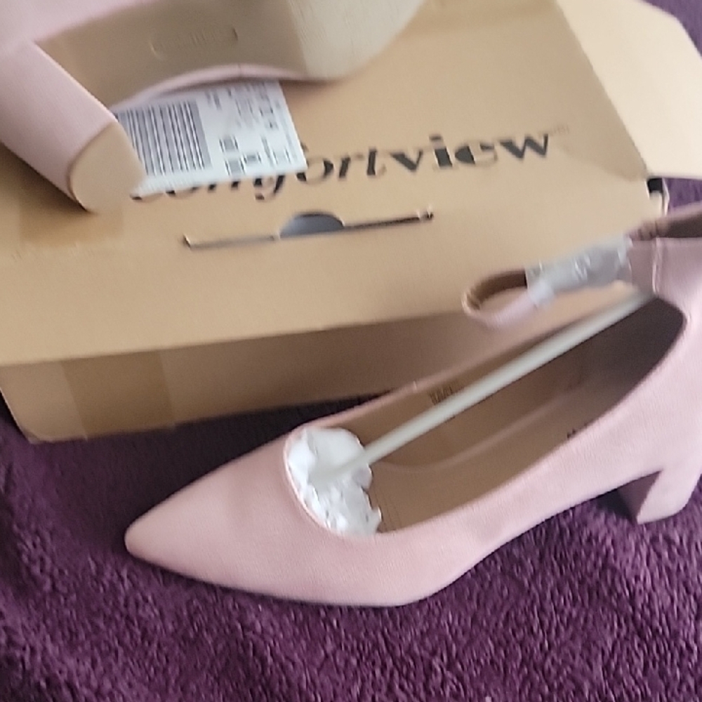 Comfortview Pink Heels Classic Pointed Toe